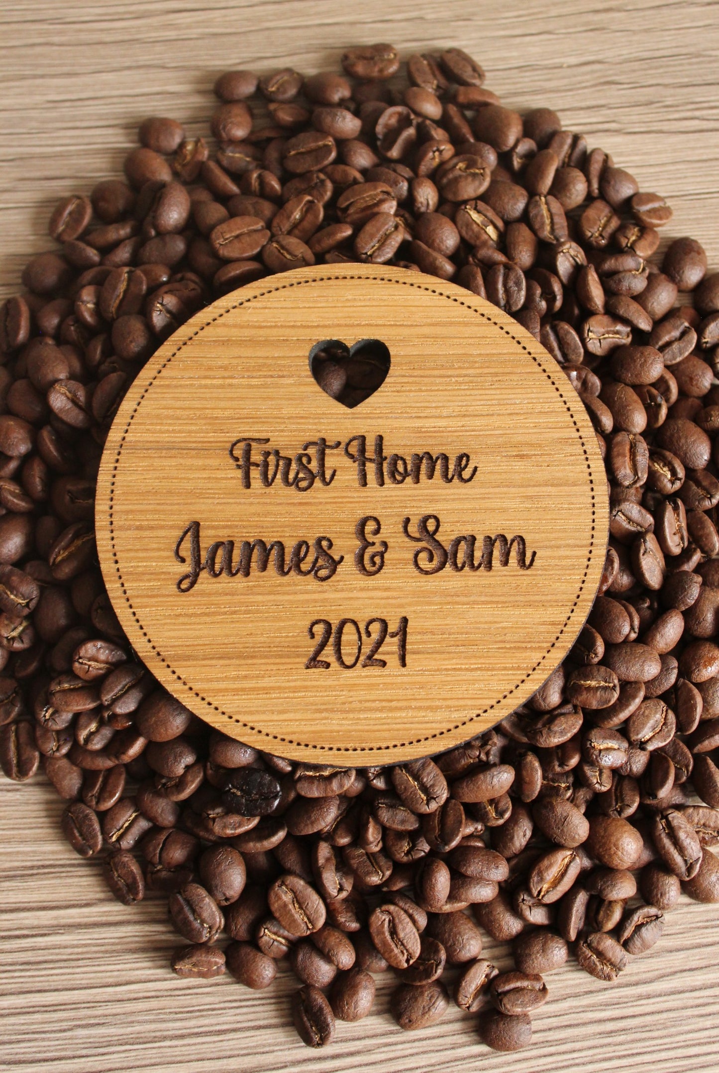 2x 'First Home' Personalised Circular Drinks Coaster