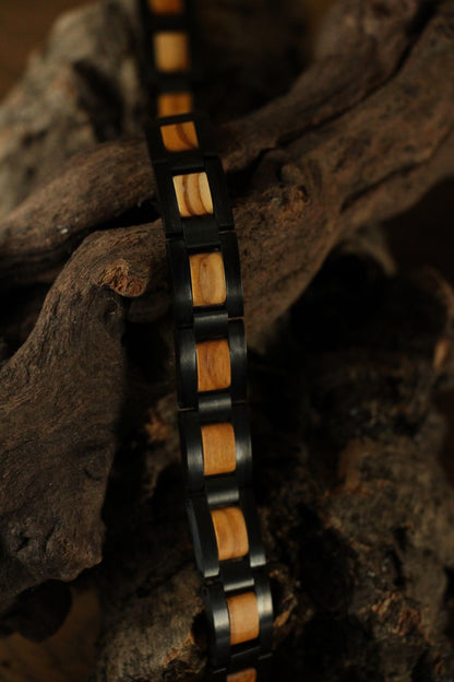 Paracas - armband van roestvrij staal en hout