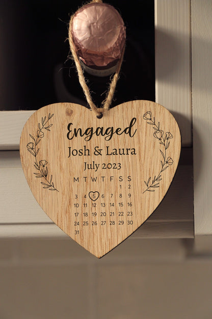 Personalised Engaged Calendar Wood Heart
