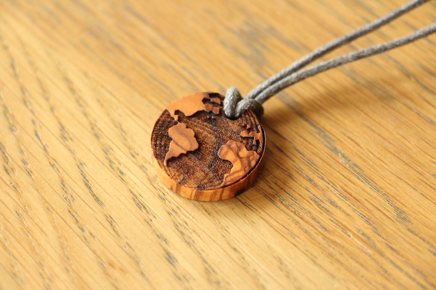 Personalised World Map Wooden Necklace
