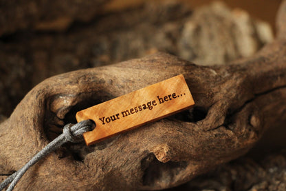 Personalised Engraved Message Olive Wood Necklace