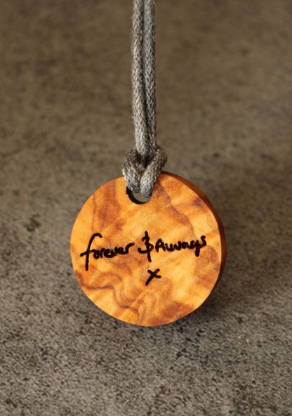 Personalised Loved Ones Handwriting Wooden Necklace