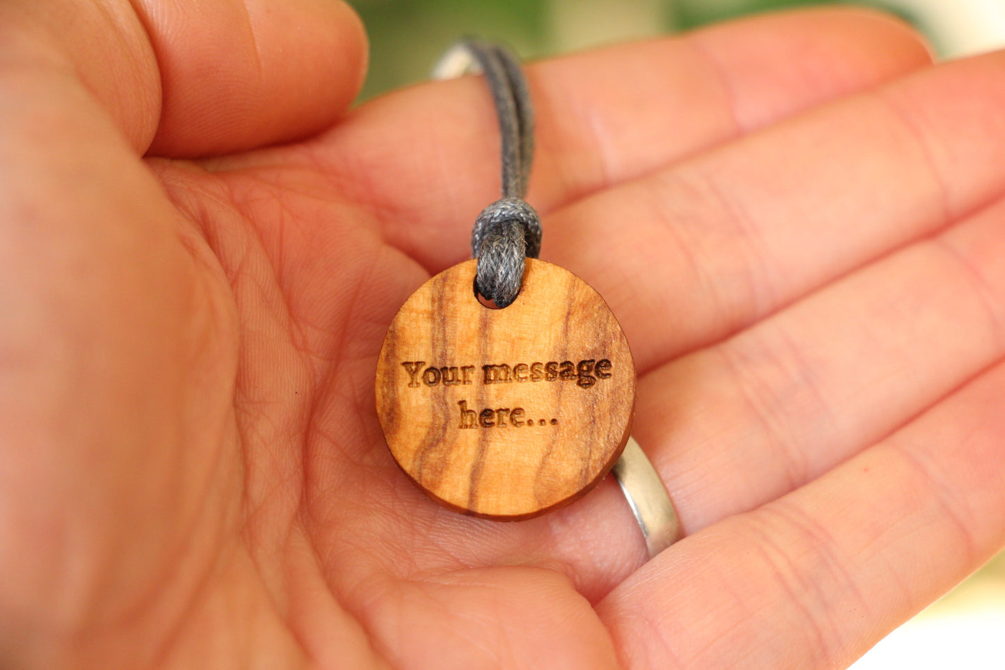 Personalised Waves Olive Wood Necklace