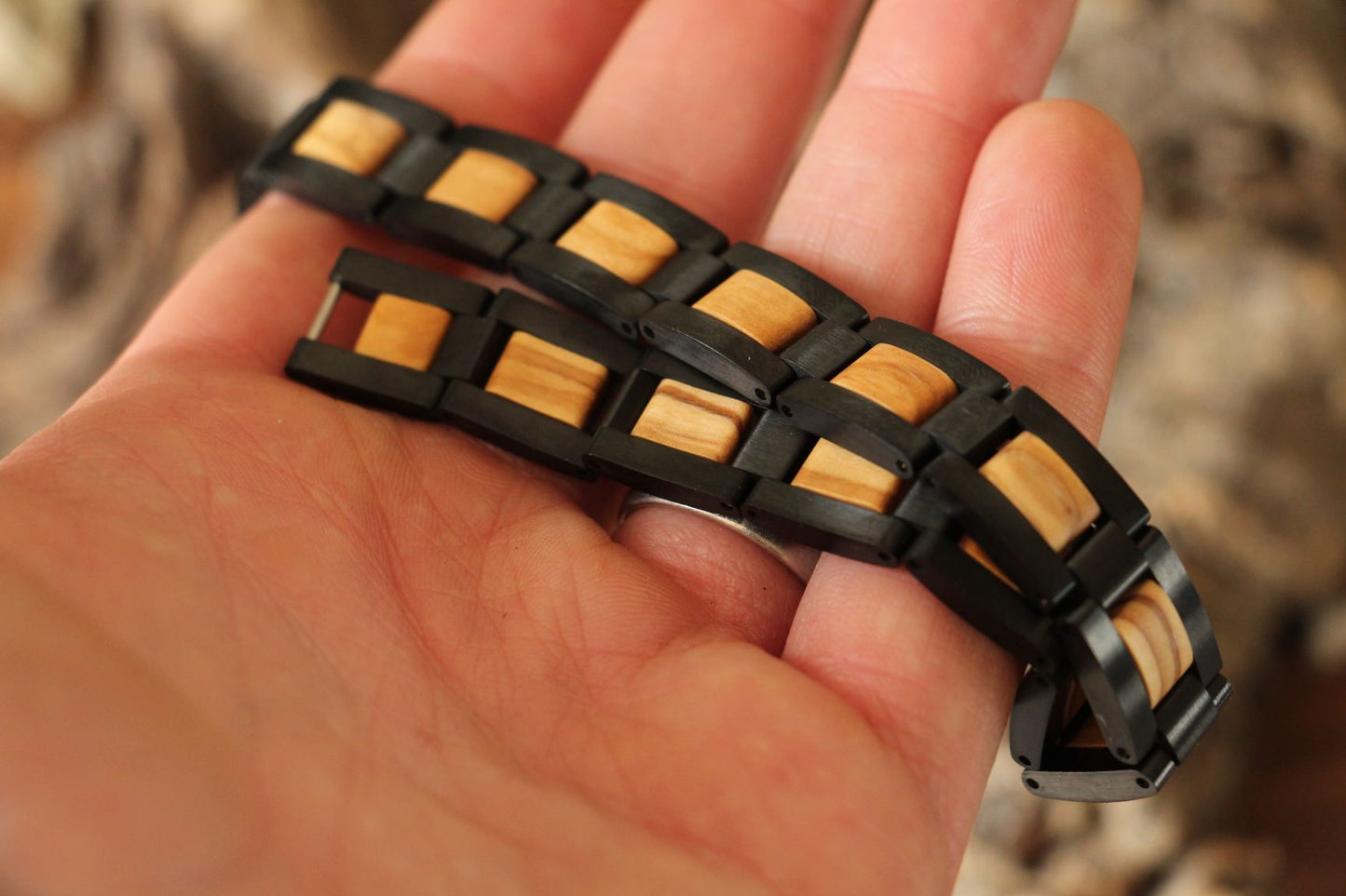 Paracas - armband van roestvrij staal en hout