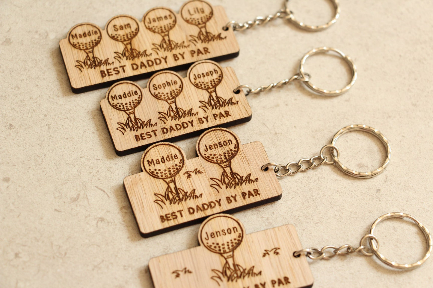 Personalised Best Daddy By Par Golf Keyring