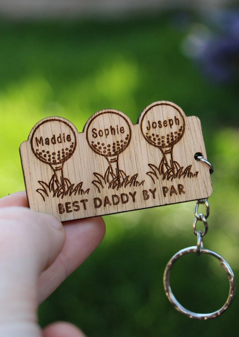 Personalised Best Daddy By Par Golf Keyring