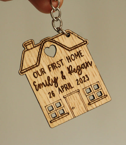 2x Personalised First Home Couples Keyrings