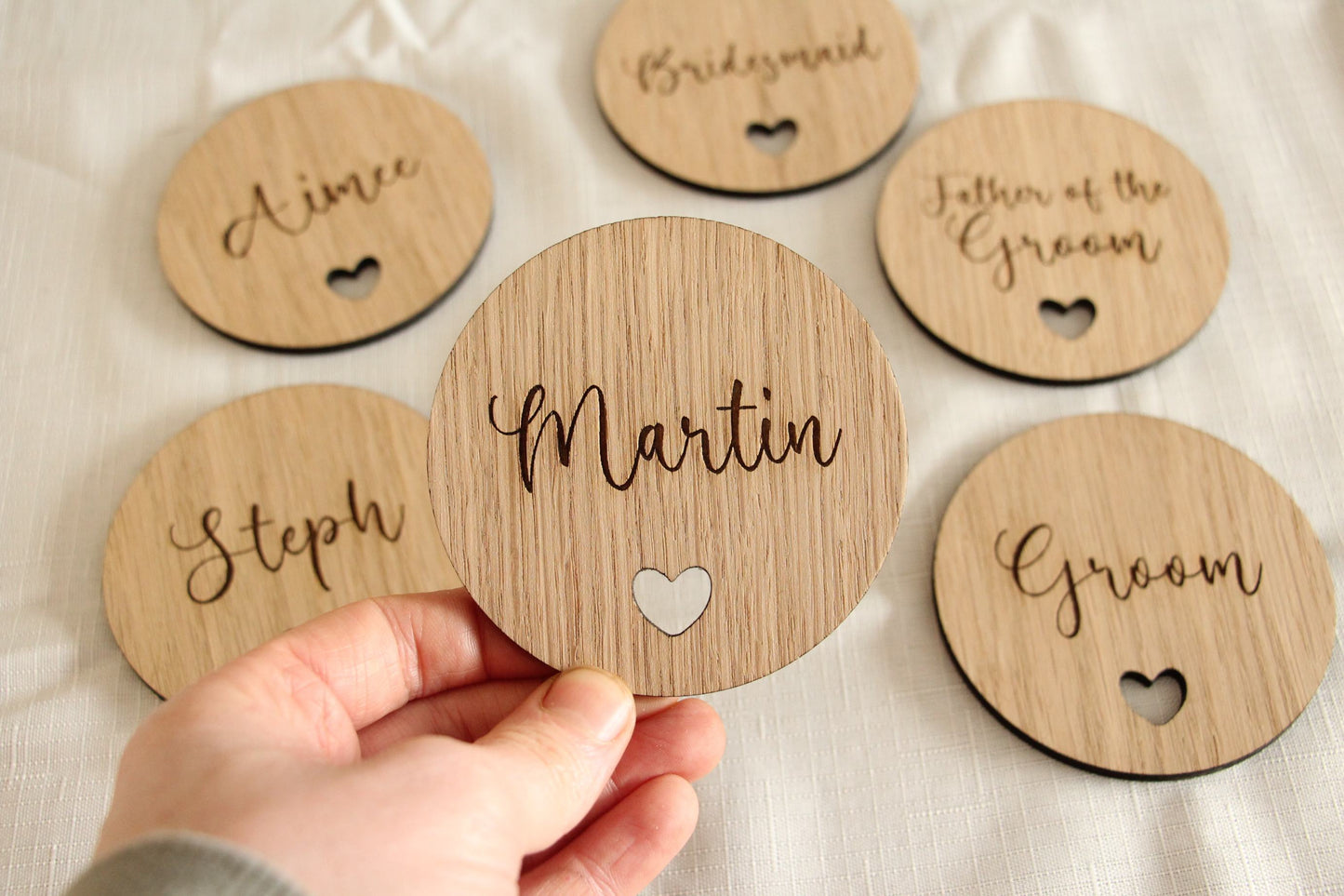 Circle & Heart Shaped Wedding Coasters