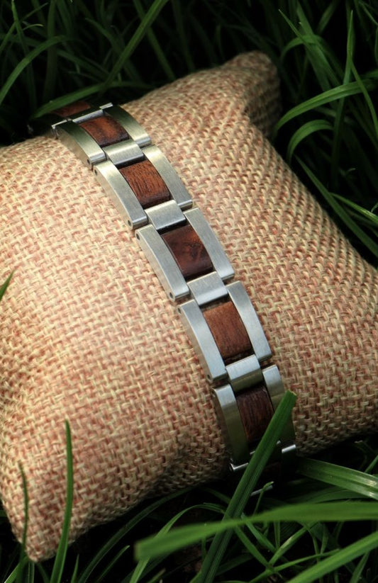 Algarve - Armband aus Edelstahl und Holz
