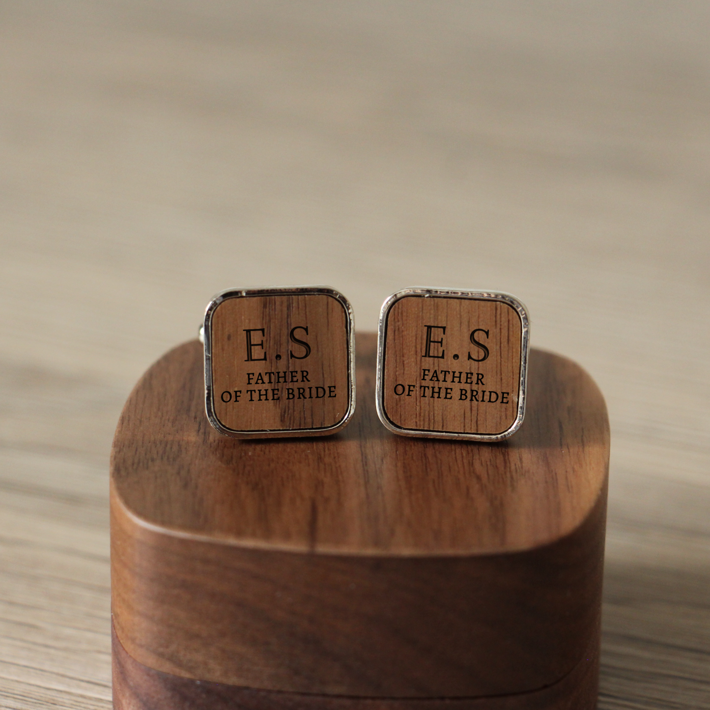 2x Personalised Father Of The Bride Square Cufflinks