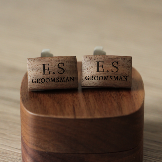 2x Personalised Groomsman Rectangle Cufflinks