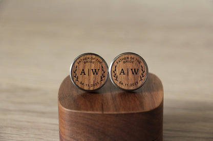 2x Personalised Father Of The Bride Round Cufflinks