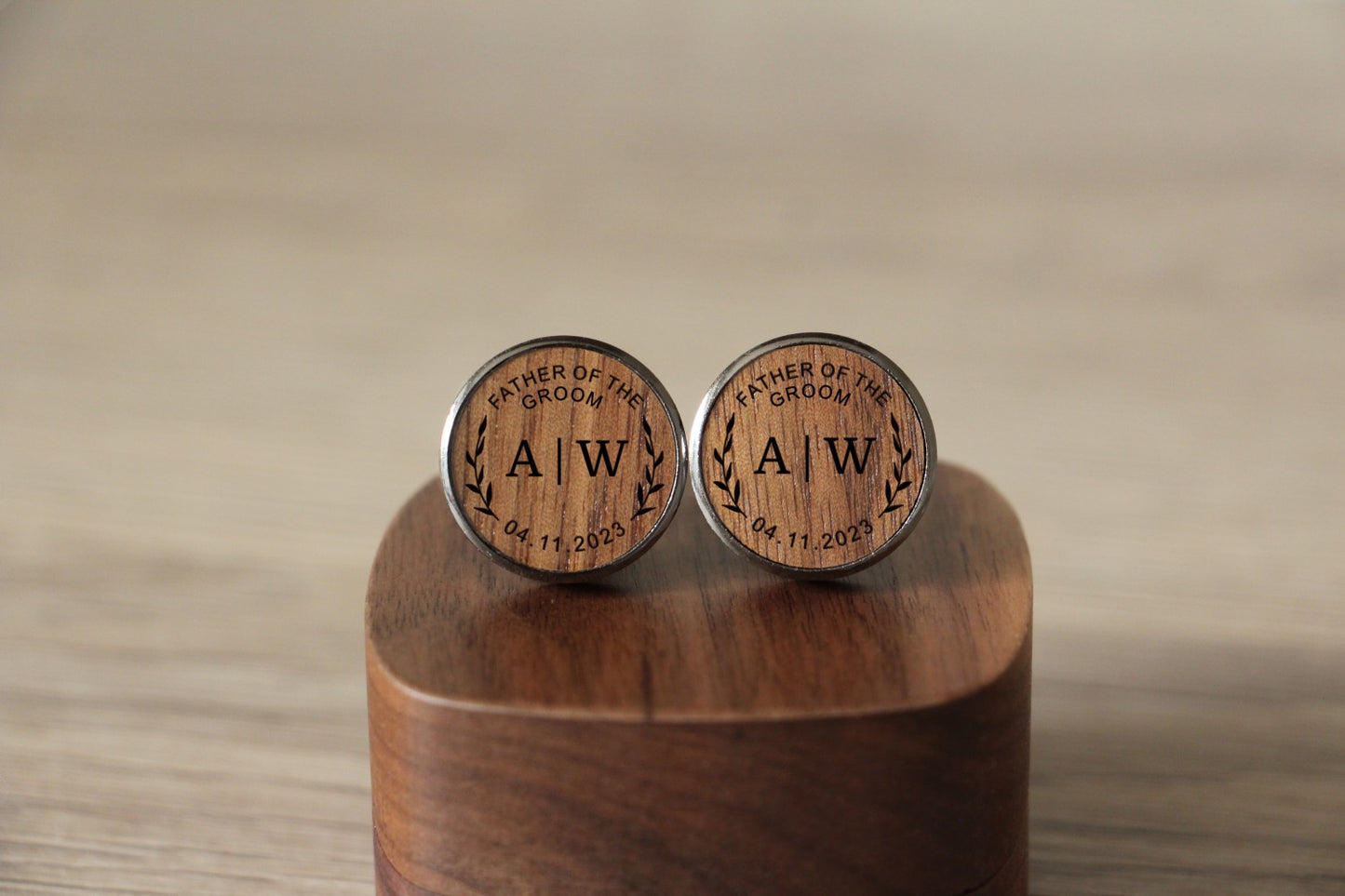 2x Personalised Father Of The Groom Round Cufflinks