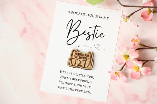 Danke für die Unterstützung – Bestie Pocket Hug Card