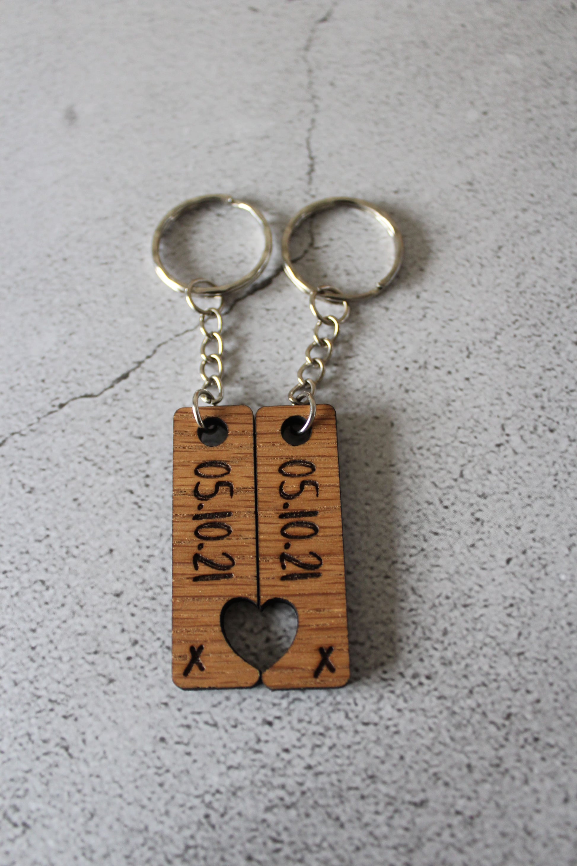 Customized Keychains with Photo Engraved | My Couple Goal Heart Rough Surface