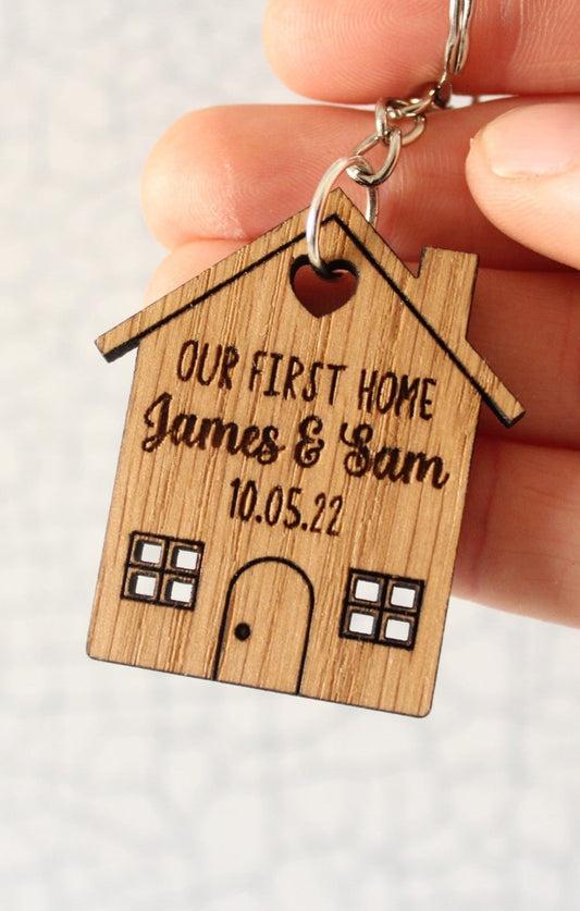 2x Porte-clés Couples Personnalisés 'Notre Première Maison'