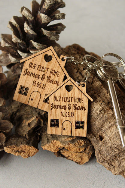 2x 'Our First Home' Personalised Couples Keyrings