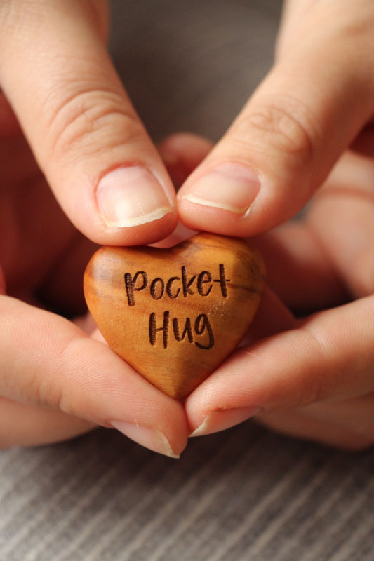 Personalised Pocket Hug Olive Heart