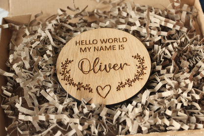 Personalised 'Hello World My Name Is' Baby Announcement Sign
