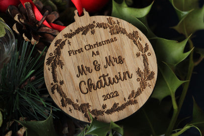 Personalised First Christmas Married Ornament