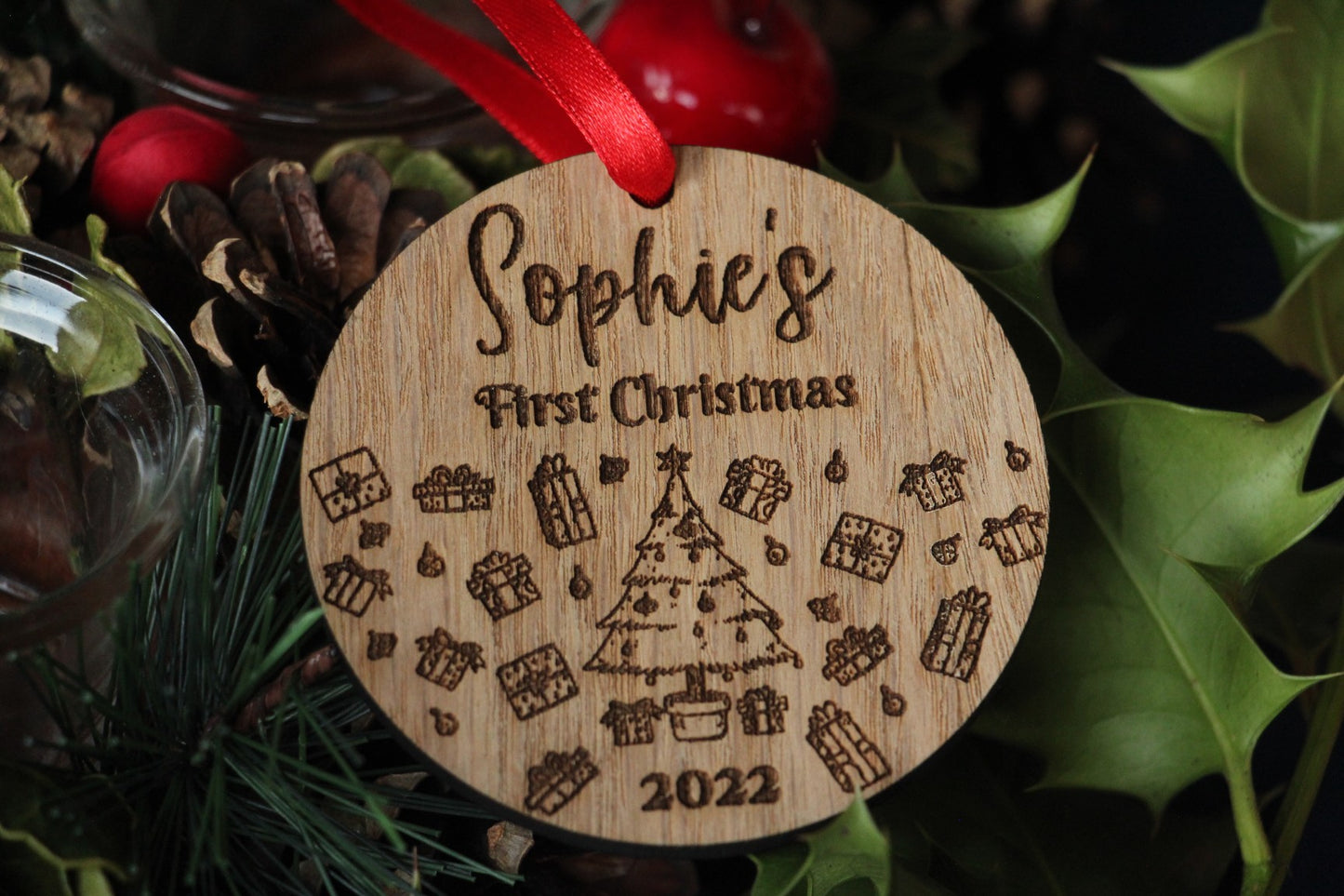Personalised Baby's First Christmas Circle Ornament