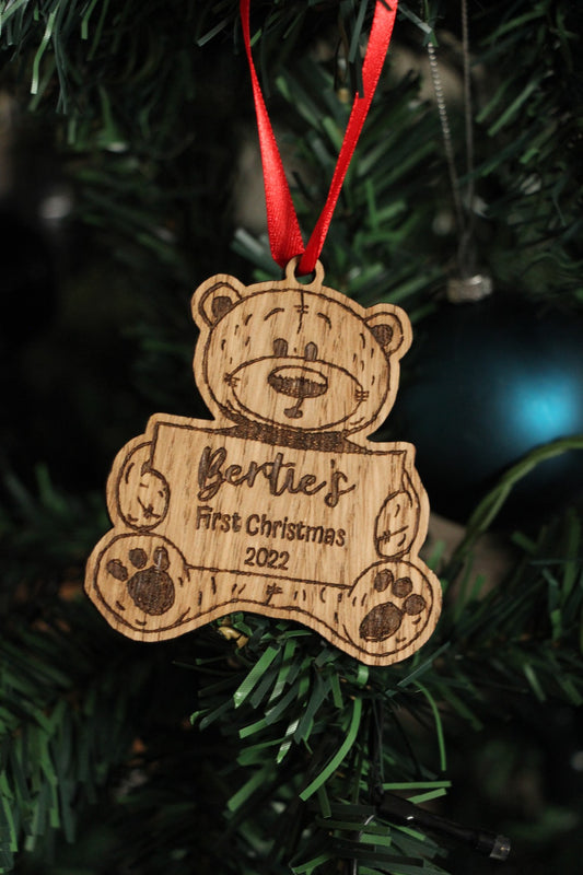 Personalisierter Bären-Ornament für das erste Weihnachtsfest des Babys