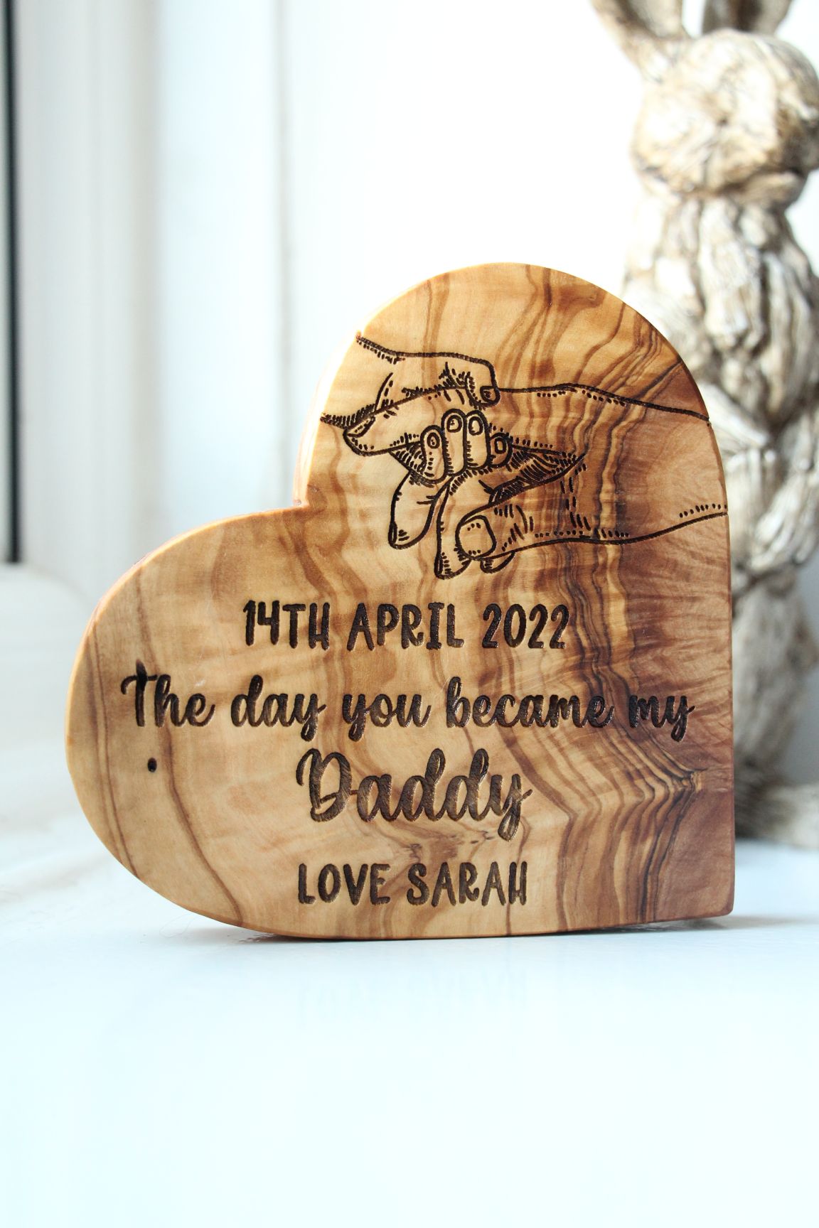 The Day You Became My Daddy Olive Wood Heart