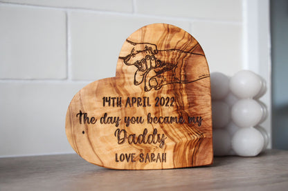 The Day You Became My Daddy Olive Wood Heart