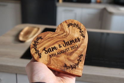 Personalised Olive Wood Heart Ornament