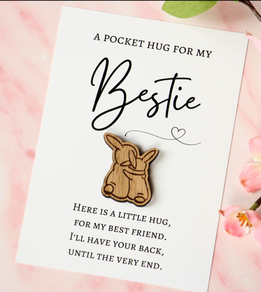 Bunny Cuddles - Bestie Pocket Hug Card