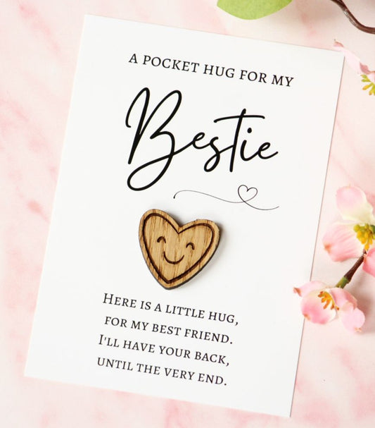 Herzförmiges Lächeln - Bestie Pocket Hug Card